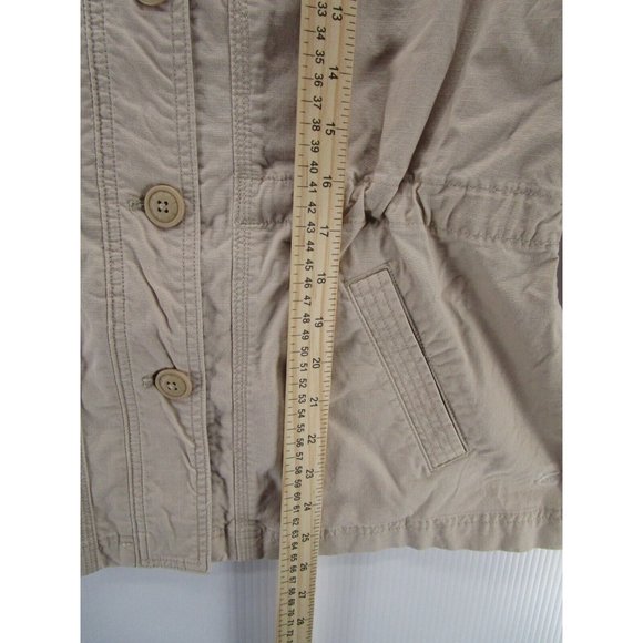 Eddie Bauer Jacket Petites PL Khaki Button Up Pockets Outdoor Preppy - Picture 4 of 10